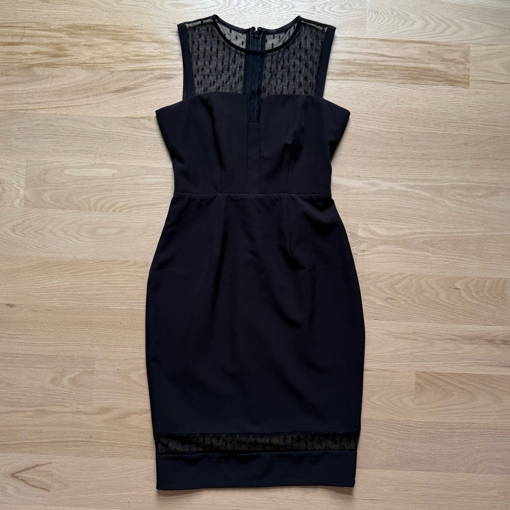 Lipsy Black Mesh Panel Little Black Dress